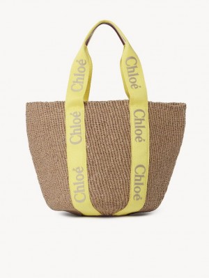 Chloe Large Woody Baskets Geel Beige | CHE-SR13628