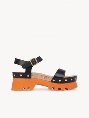 Chloe Owena Platform Sandalen Zwart | CHE-SR14152